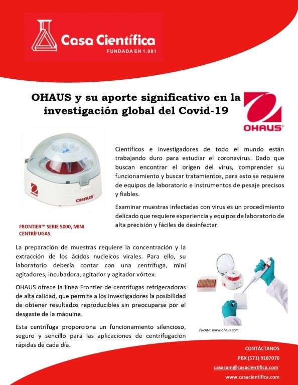 OHAUS y su aporte significativo en la investigación global del Covid-19