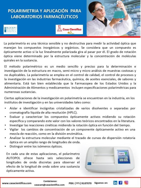 POLARIMETRIA Y APLICACIÓN  PARA LABORATORIOS FARMACÉUTICOS